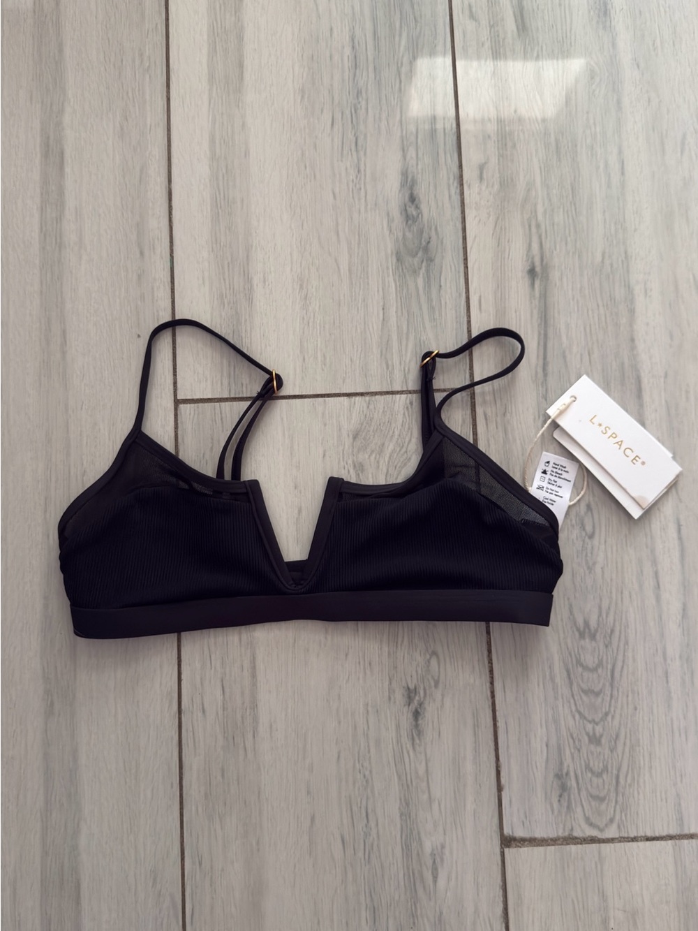 NWT L Space Sadie Ribbed Mesh Bikini Top S